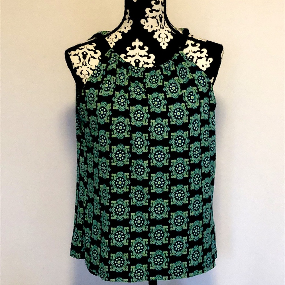 Mosaic print keyhole tank top